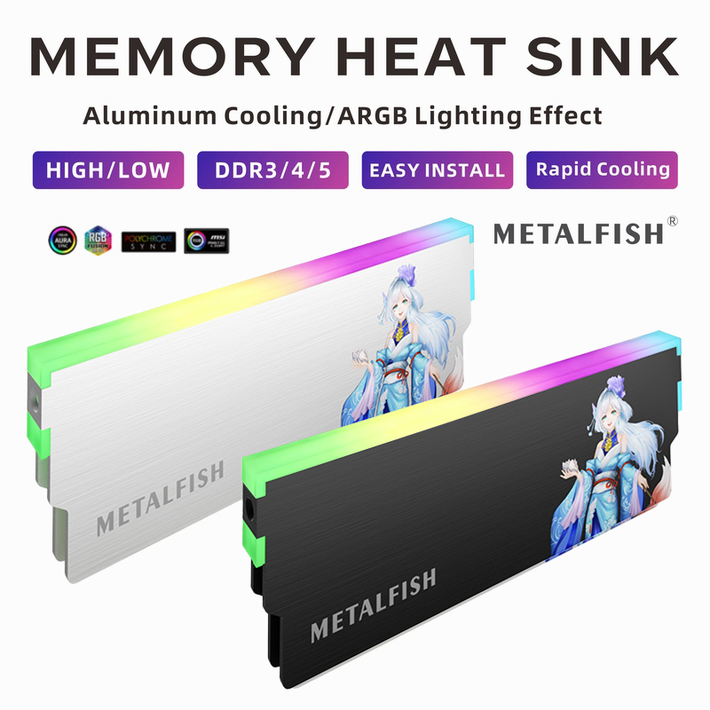 Ddr3 8Gb - METALFISH DRAM المبرد 5V-3PIN ARGB DDR3