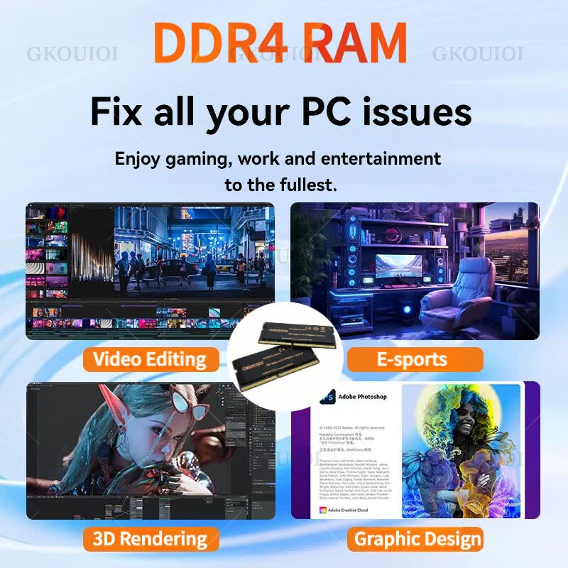 ذاكرة رام GKOUIOI DDR4 بسعات 4 - مراجعة Ddr4 3200 16Gb وسعره